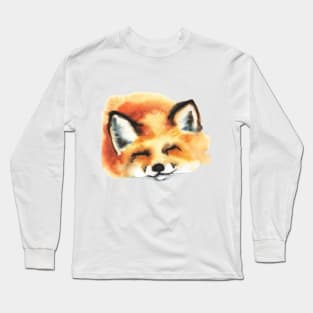 Portrait of a sleeping cute fox Long Sleeve T-Shirt